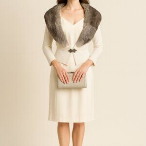 VTG Adrianna Papell sleeveless dress with cropped cardigan  women's size 8 cream